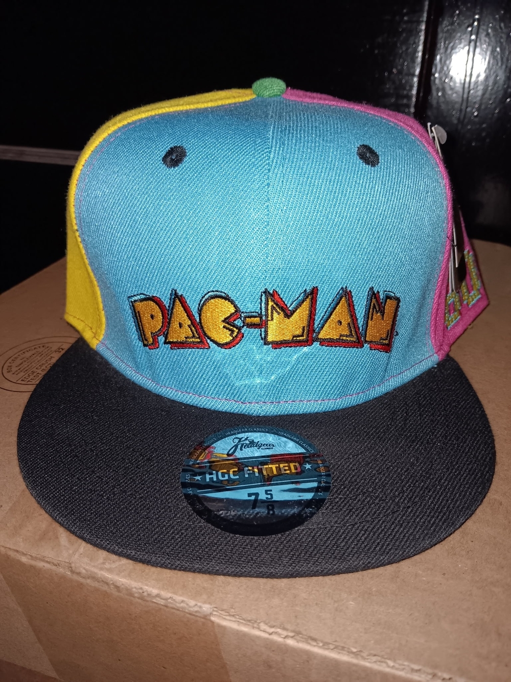 Pac-Man Colorblock Fitted Hat - Blue/Yellow/Pink